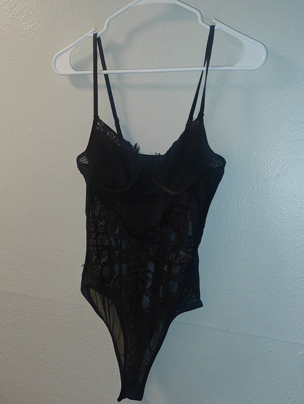 Unknown Maker Lingerie Sheer Black Lace Bodysuit Size medium